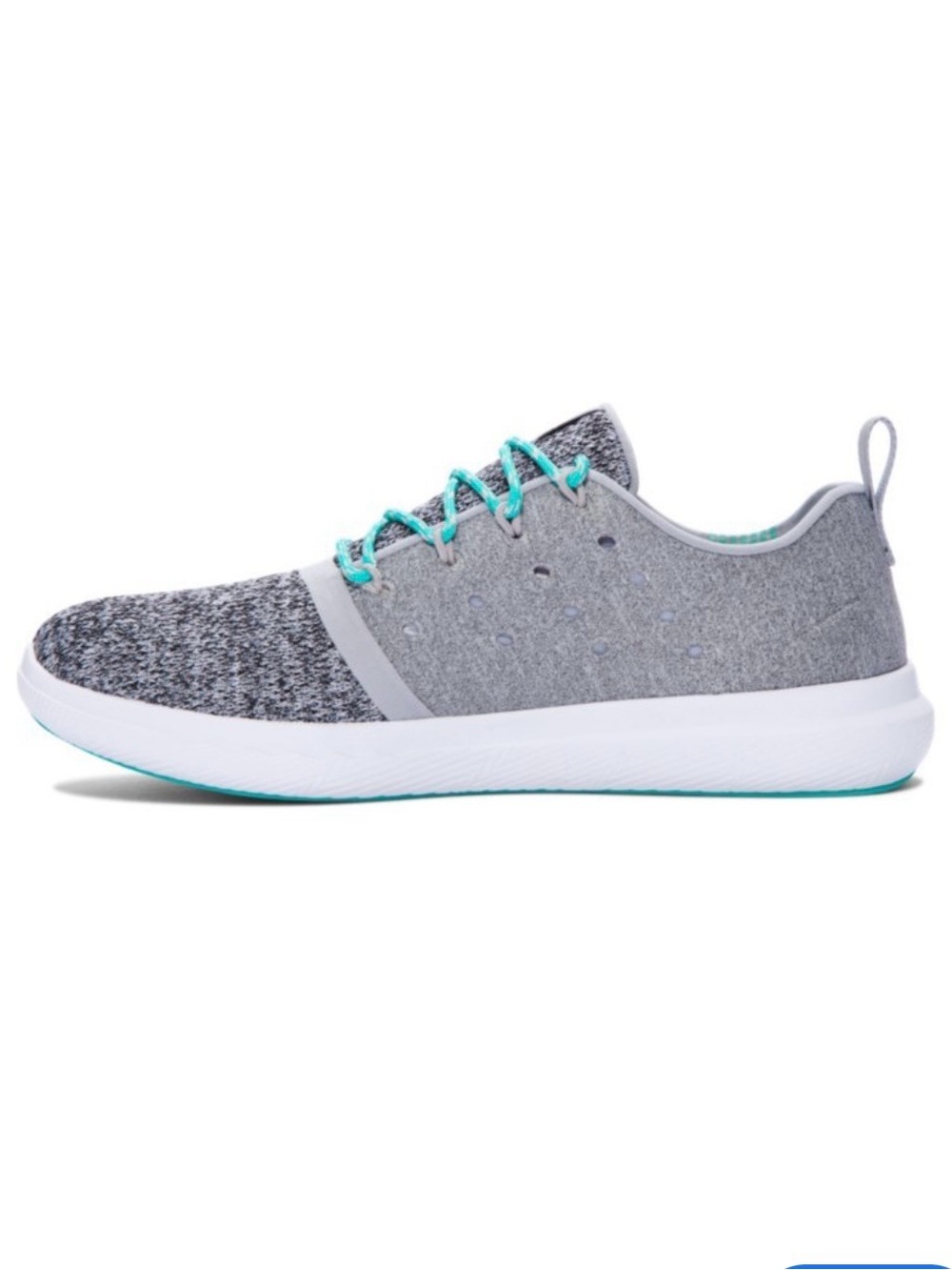 Women’s Gray Knit Casual Sneakers with Teal Laces